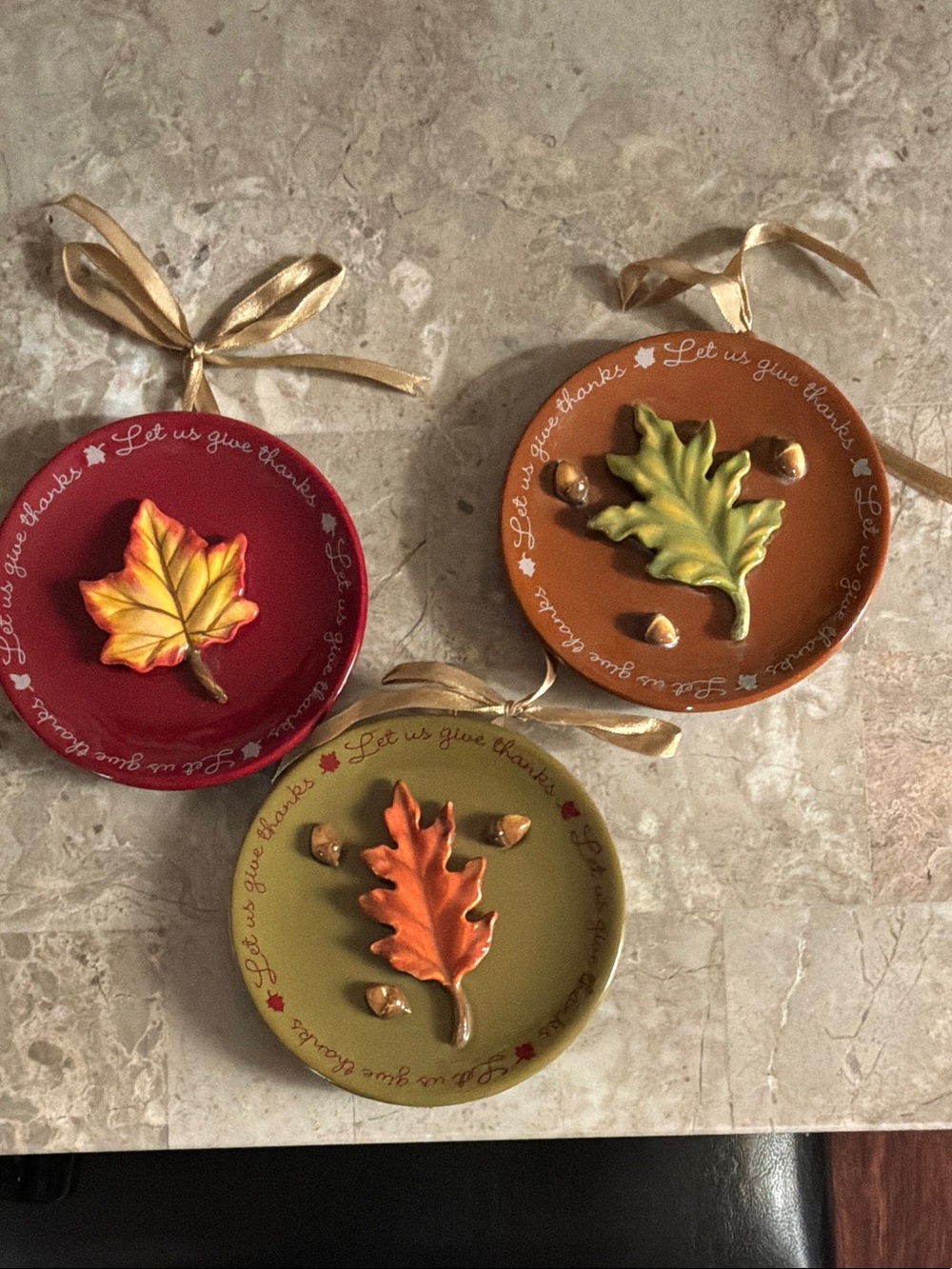 Fall Leaf Hanging Plates - Set of 3 (Red, Orange, Olive)